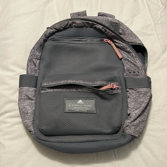 Adidas three stripe life backpack grey with pink trim EUC like new adjustable - Picture 2 of 9